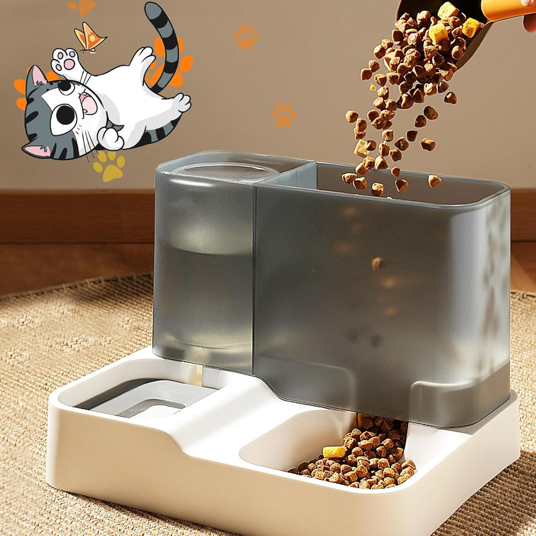 Futterautomat Katze Set, 3.8L 2-in-1 Automatischer Gravity Katzen Hund futterautomaten Wasserspender