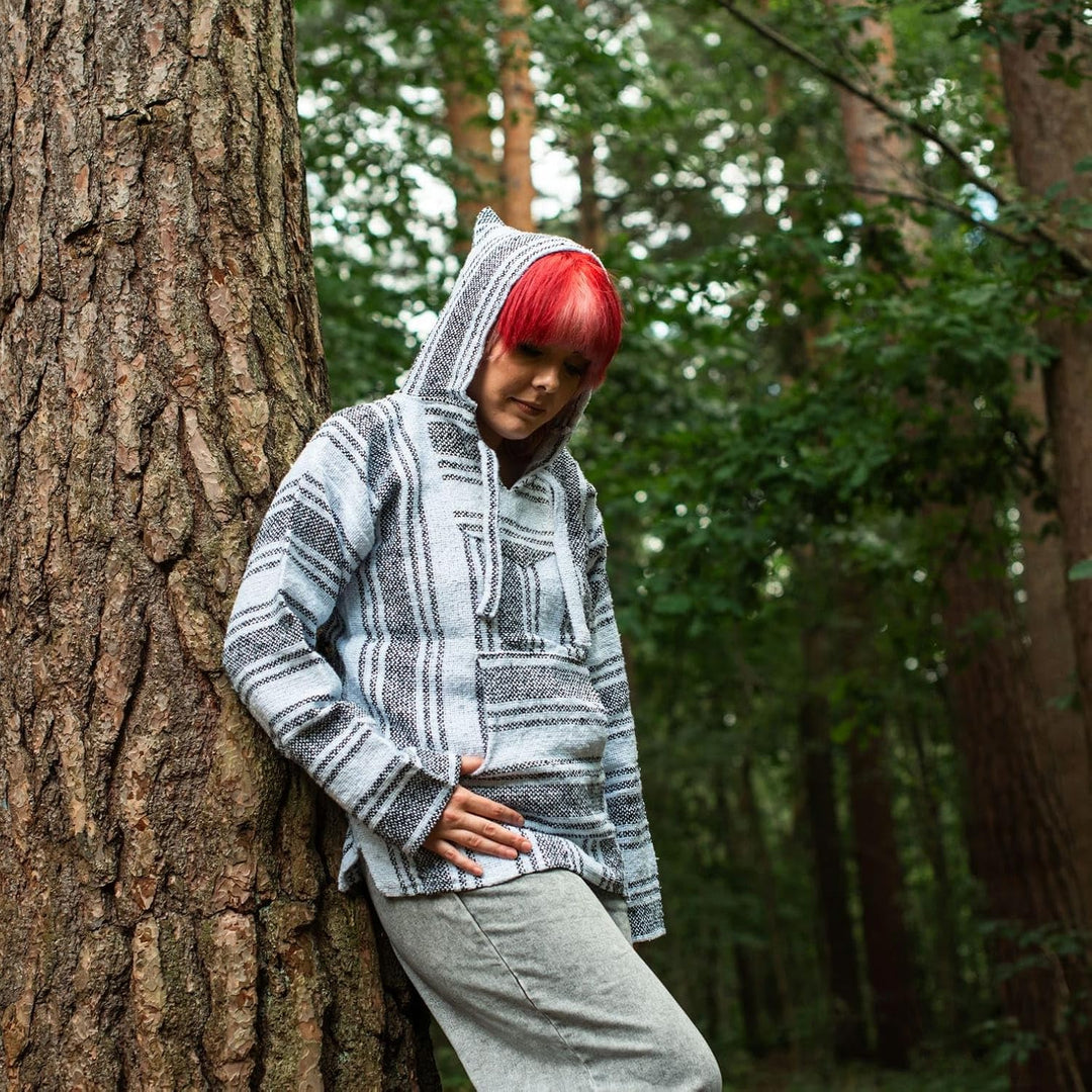 Siesta Baja Hoodie – Mexikanischer Jerga Hippie Pulli Kapuzenpullover für Herren und Damen L Gebroch