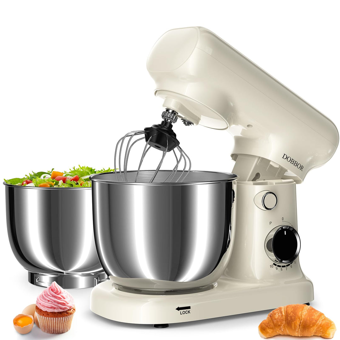 Küchenmaschine Knetmaschine Mit 2.5L+3L Dual-Schalen, 10-Gang-Elektro-Freischneider 1500w - Inklusiv