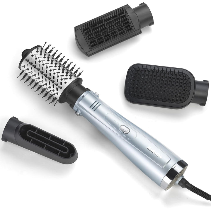 BaByliss Hydro Fusion Smooth & Shape Warmluftbürste mit 4 Aufsätzen zum Föhnen, Glätten, Volumen und