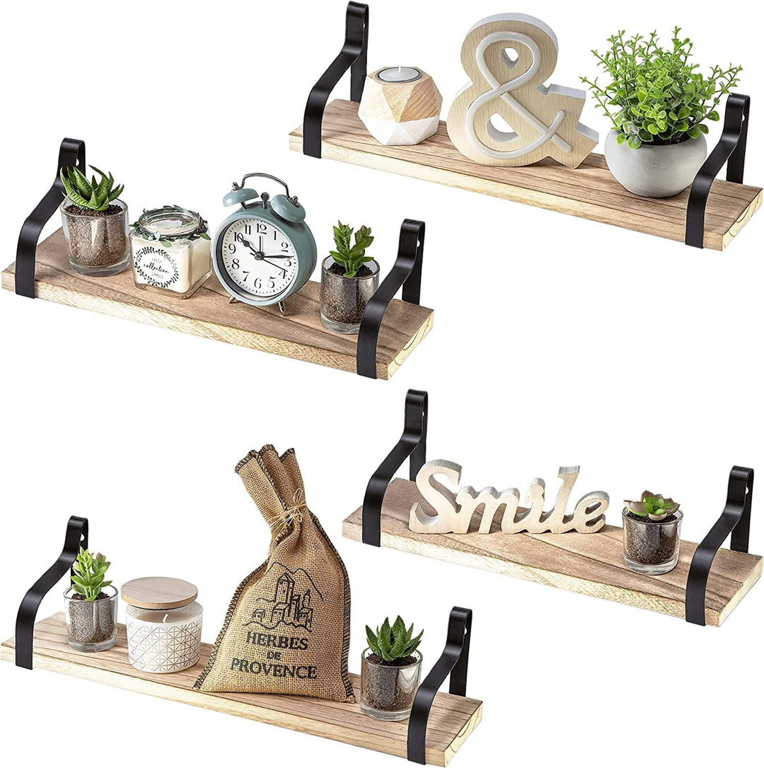 Nature Supplies | 4er-Set Rustikale Schweberegale | Regale Für Wände | Wandregal Holz | Regale &amp; Abl