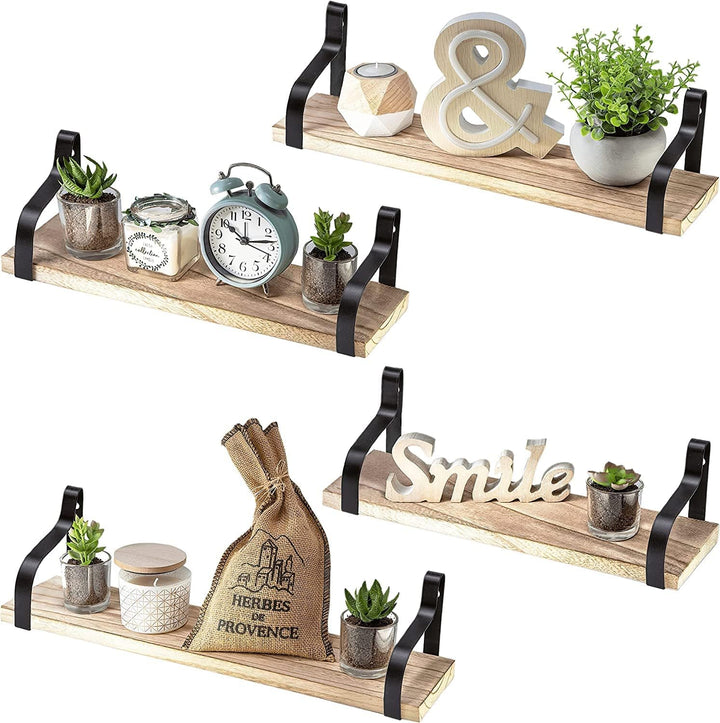 Nature Supplies | 4er-Set Rustikale Schweberegale | Regale Für Wände | Wandregal Holz | Regale &amp; Abl