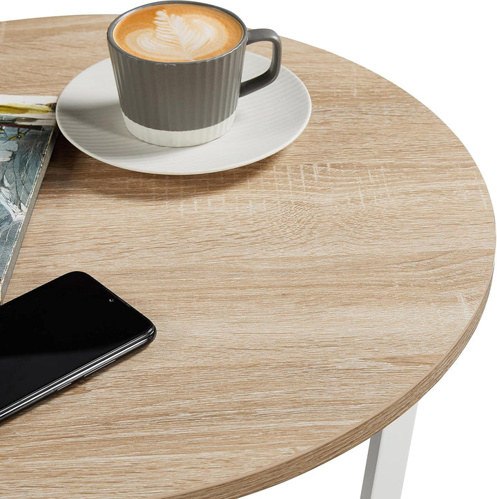 Yaheetech Nachttische 2 Set, Runder Beistelltisch, Ablagetisch für Wohnzimmer Schlafzimmer, Sofatisc