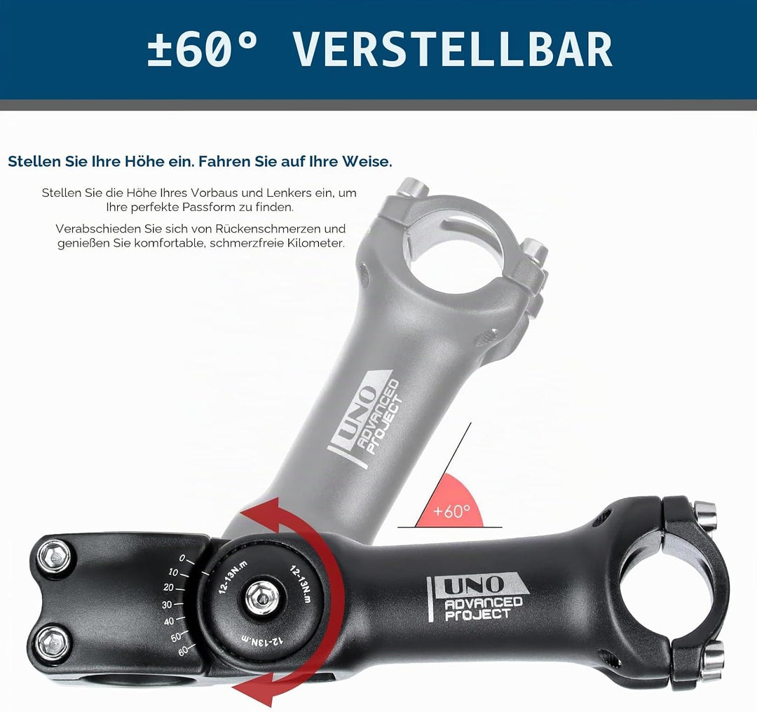 BESNIN MTB Vorbau 0-60° 31.8mm Fahrrad Vorbau verstellbar MTB 90mm/110mm/120mm/130mm Mountainbike Le