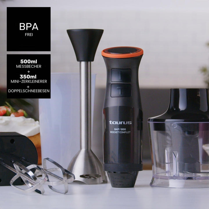 Taurus BAPI 1200 Rocket - Stabmixer 1200W | 20 Geschwindigkeitsstufen | Turbofunktion | Edelstahlkli