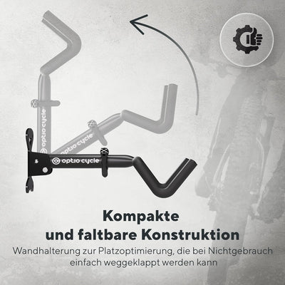 Optio Cycle Fahrrad Wandhalterung Vertikal Klappbar | Metall Fahrradhalterung Wand | Fahrrad Wandhal