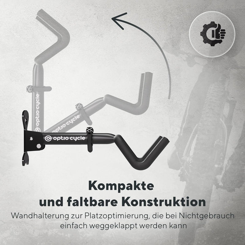 Optio Cycle Fahrrad Wandhalterung Vertikal Klappbar | Metall Fahrradhalterung Wand | Fahrrad Wandhal