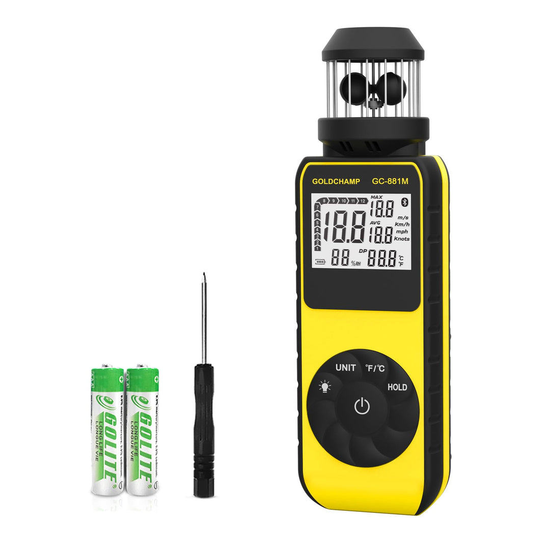 Cup Anemometer, Digitales Windmesser Windmessgerät mit 360°Windrichtung, Windgeschwindigkeitsmesser