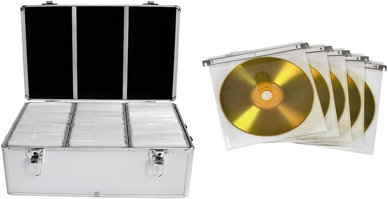 MediaRange Archivierungskoffer für 500 Discs, Aluminium-Optik, mit Einhängetaschen, Silber