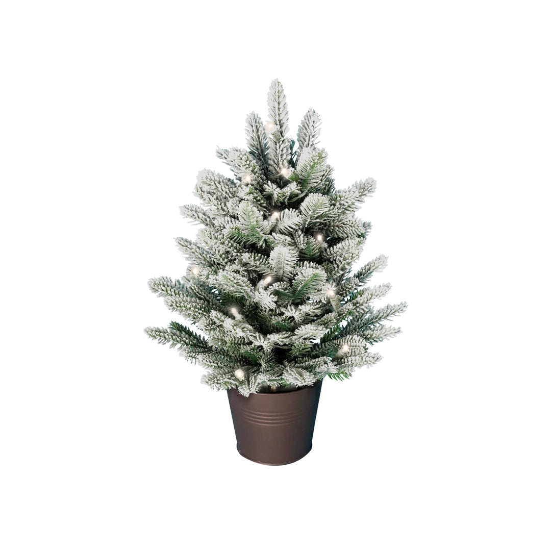 ArtiTree - Künstlicher Weihnachtsbaum 80cm im Topf mit LED &amp; Schnee - Christmas Tree für Innen und A