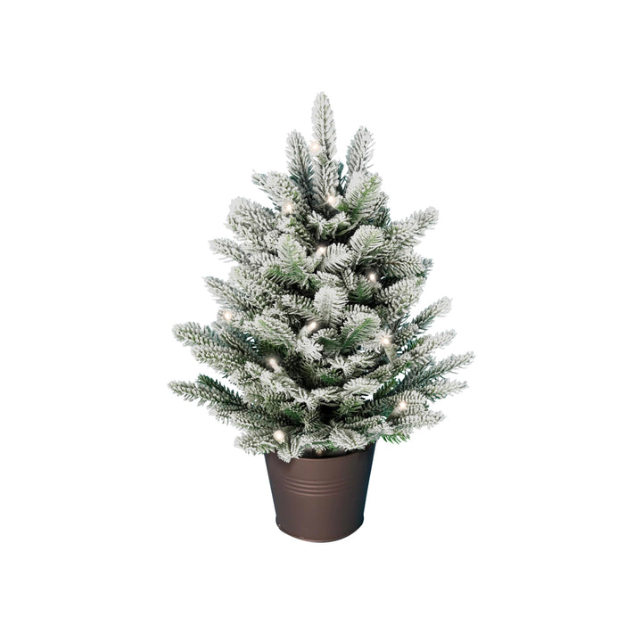 ArtiTree - Künstlicher Weihnachtsbaum 80cm im Topf mit LED &amp; Schnee - Christmas Tree für Innen und A