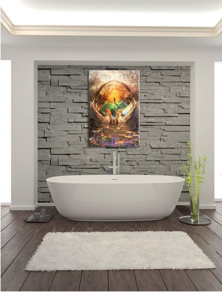 Pixxprint Glaskugel mit Hintergrund / 100x70cm Leinwandbild bespannt auf Holzrahmen/Wandbild Kunstdr