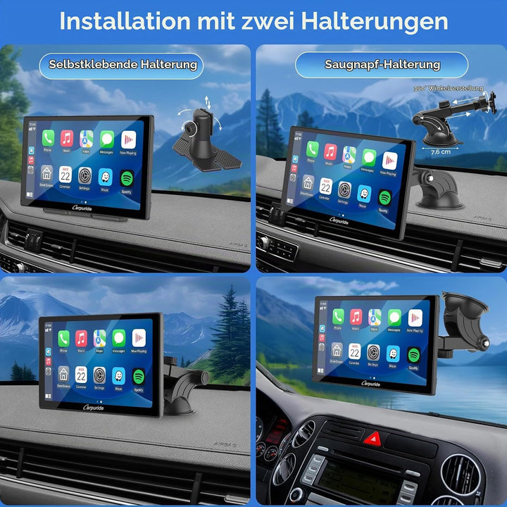 CARPURIDE C98 Kabelgebundenes/Kabelloses Carplay &amp; Android Auto Tragbares Autoradio, 9-Zoll-HD-Touch
