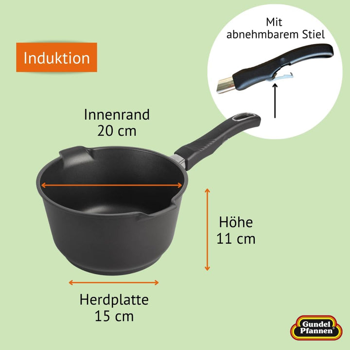 Original Gundel GUSS-UNIVERSAL-TOPF MILCHTOPF INDUKTION, Ø 20 cm, Höhe 11 cm, BIOTAN-Oberfläche, PFO