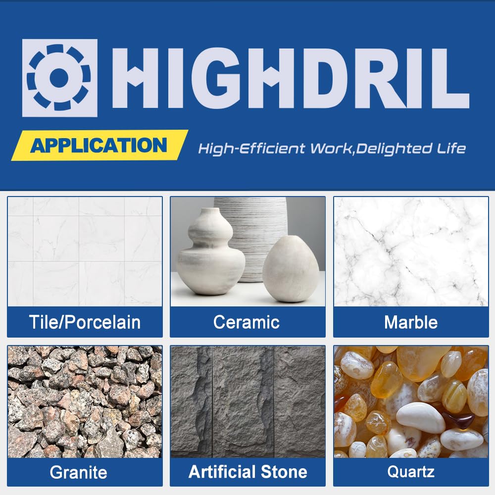 HIGHDRIL Diamant Bohrkrone - 60mm Lochsäge Fliesen M14 Gewinde für Porzellan Fliese Keramik Granit M