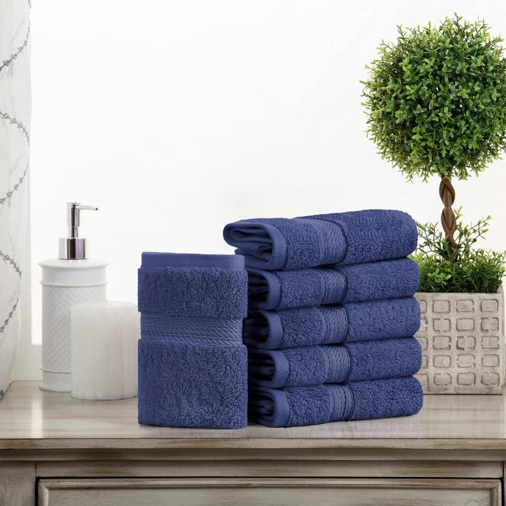 Superior Handtuch-Set aus massiver ägyptischer Baumwolle, 6-teilig Face Towel 6-Pack Marineblau, Fac