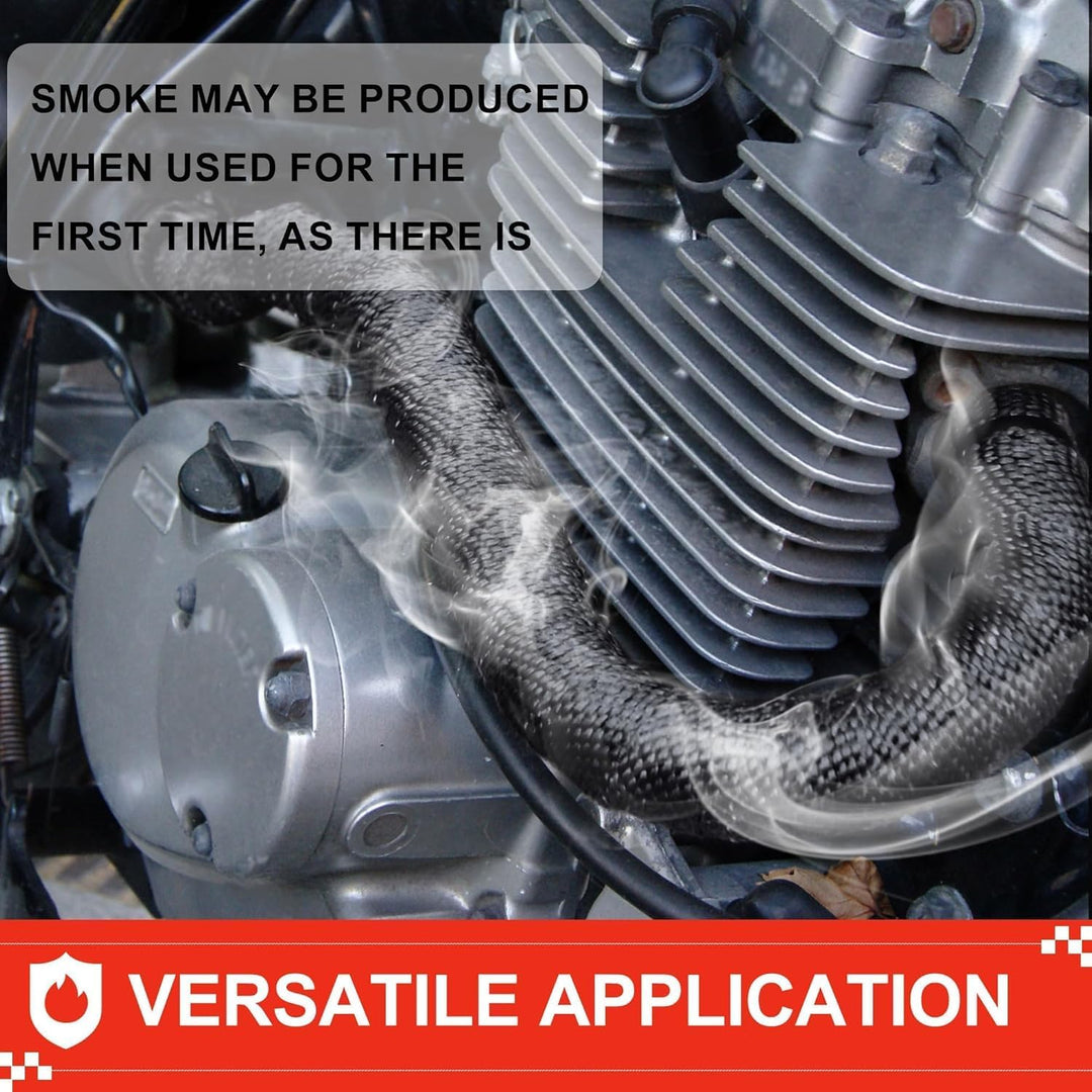 Hitzeschutzband Motorrad 10M Schwarz, Auspuff Hitzeschutzband mit 10 Stück 300x4,6 mm Deecam Kabelbi