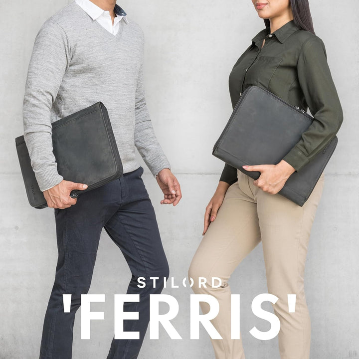 STILORD 'Ferris' Dokumentenmappe Echtleder Konferenzmappe XL für 13,3 Zoll MacBook Dokumententasche