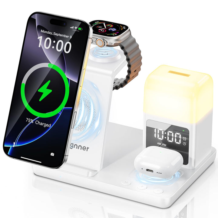 Augnner Induktive Ladestation Apple Watch und iPhone 17/16/15/14/13/12 Serie, 6 in 1 Kabelloses Lade