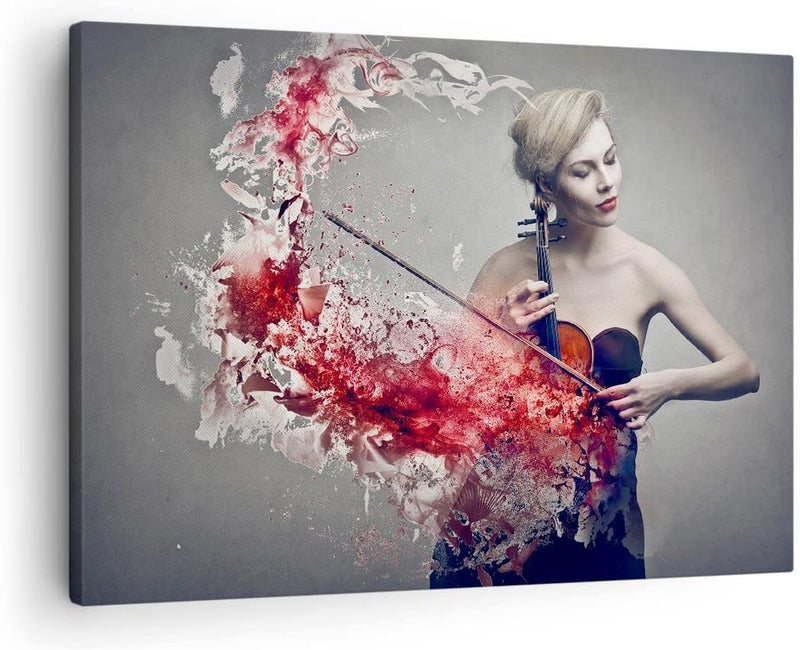 Bilder auf Leinwand Frau Violine Musik Instrument Leinwandbild 70x50cm Wandbilder Dekoration Wohnzim