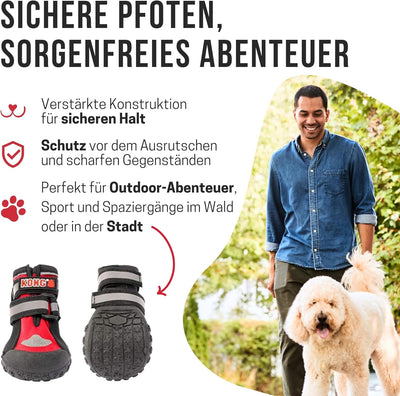 KONG Sportschuhe für mittlere Hunde 4 Stück in Grösse M I Hochwertiger Pfotenschutz mit Polsterung I