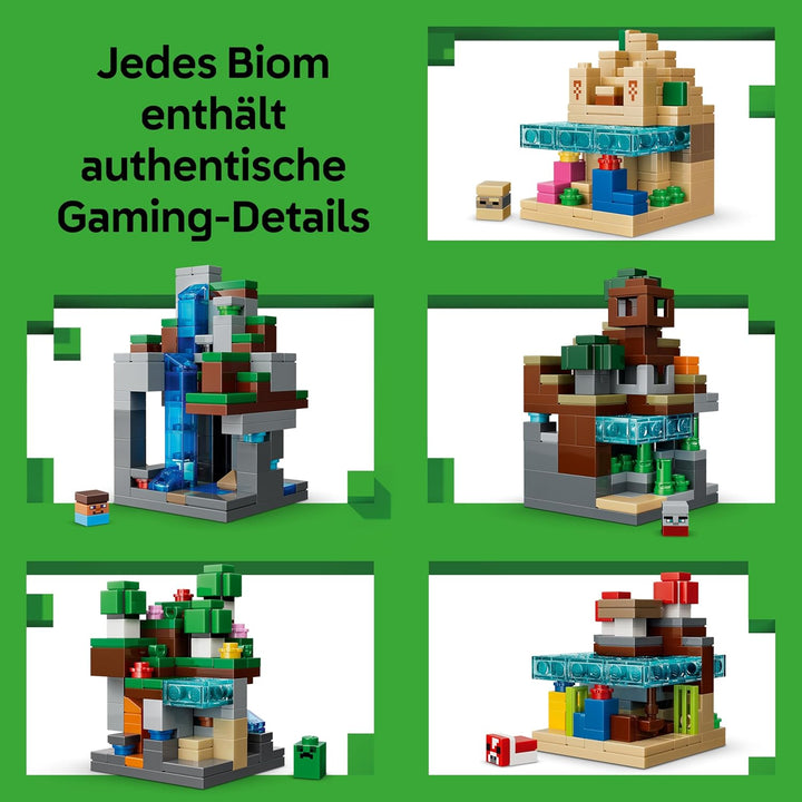 LEGO Minecraft Mini-Biome - DIY Deko Set - 3D Puzzle mit 5 Mikrofiguren - Kreatives Spielset zum Bau