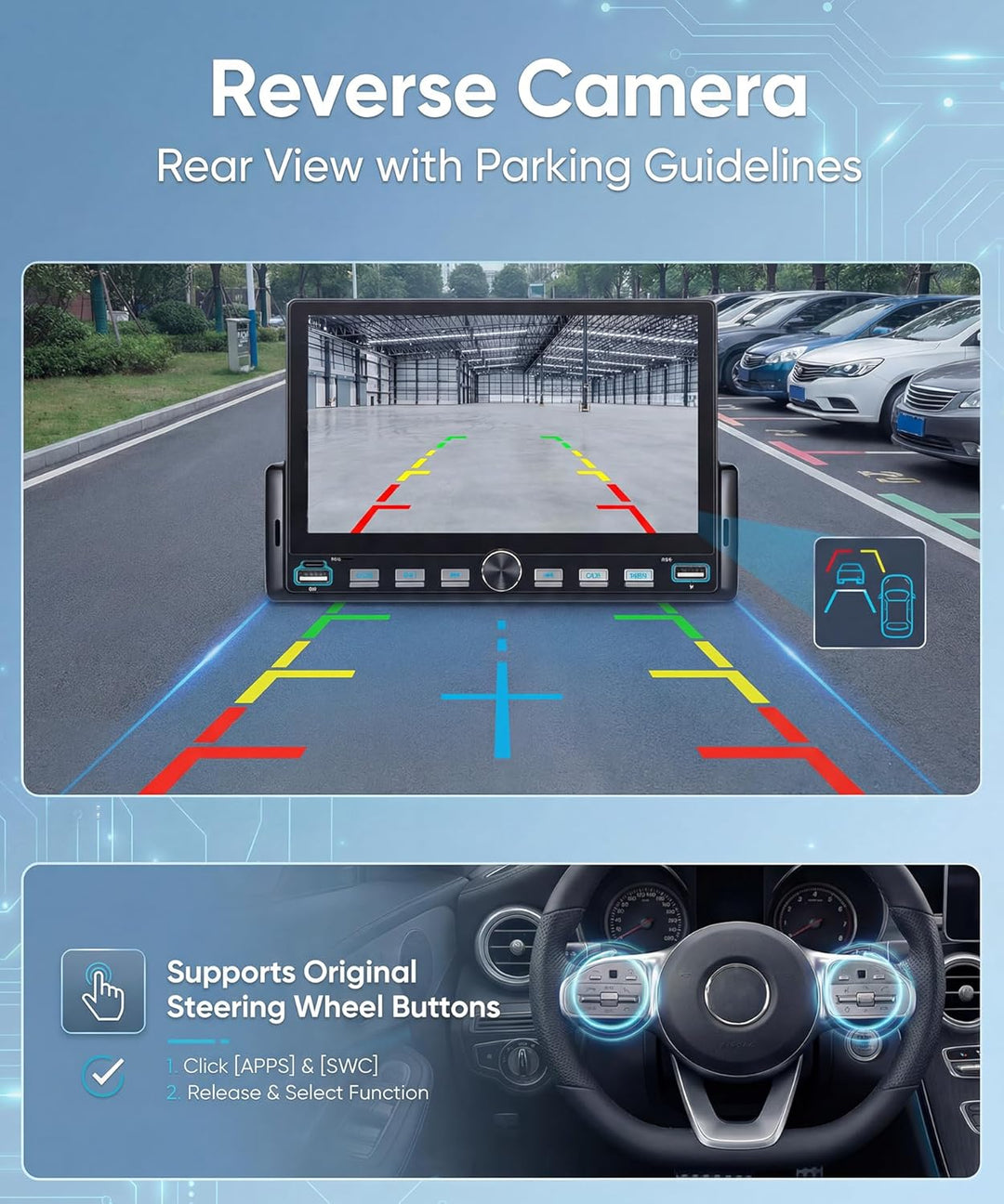 Rimoody Autoradio 1 Din mit Wireless Carplay Android Auto You-Tube IOS/Android Mirror Link Bluetooth