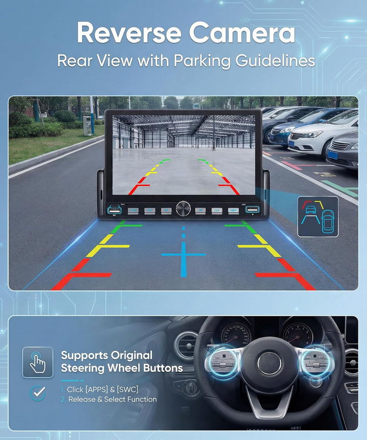 Rimoody Autoradio 1 Din mit Wireless Carplay Android Auto You-Tube IOS/Android Mirror Link Bluetooth