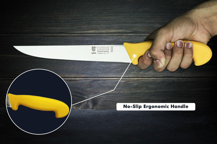 SMI 3 Stück Küchenmesser Set Solingen Metzgermesser Wetzstahl Ausbeinmesser Fleischermesser Kochmess