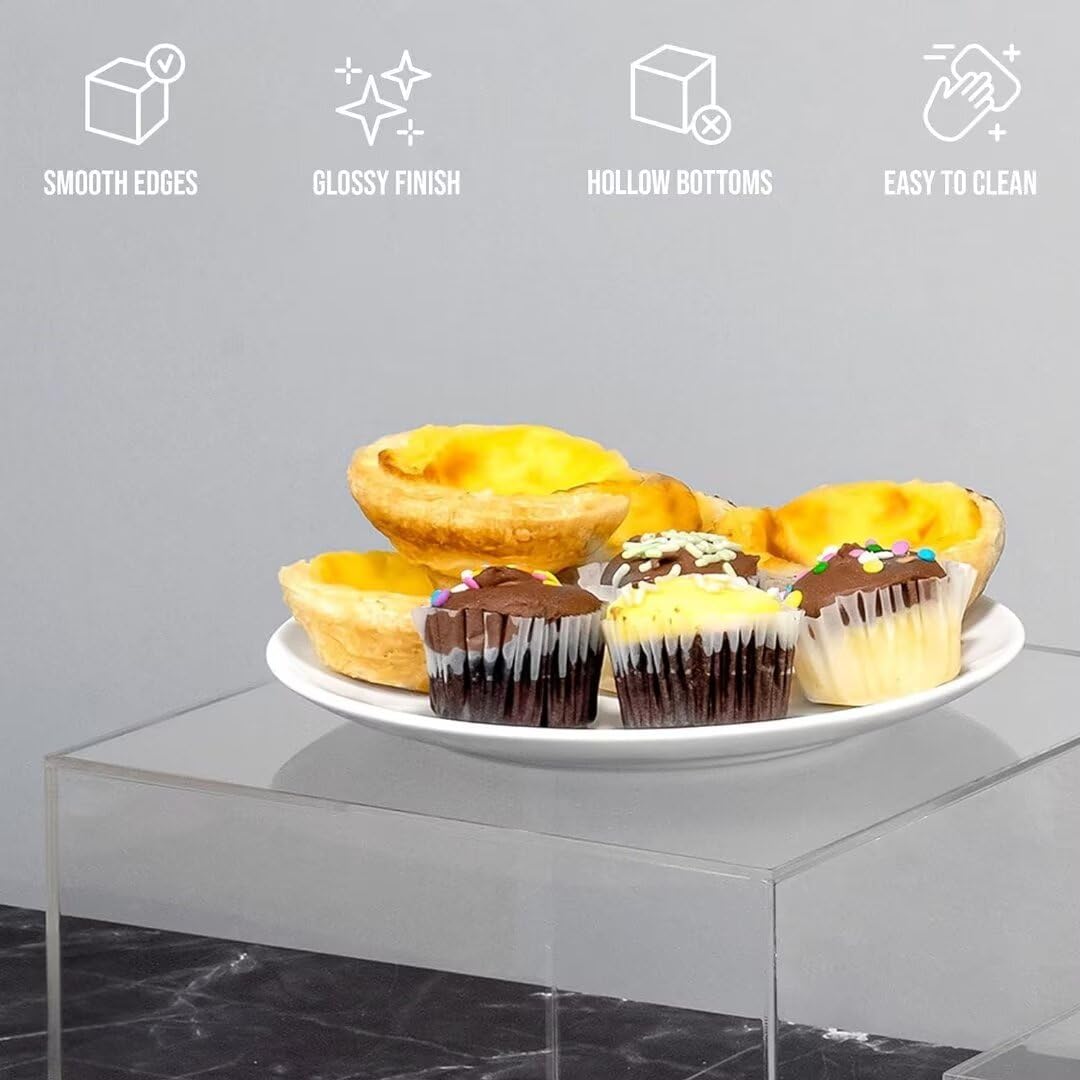 Buffet Ständer Acryl, 6'' x 7'' x 8'' Lebensmittel-Präsentationsboxen 3er Set, Würfel-Dessertständer