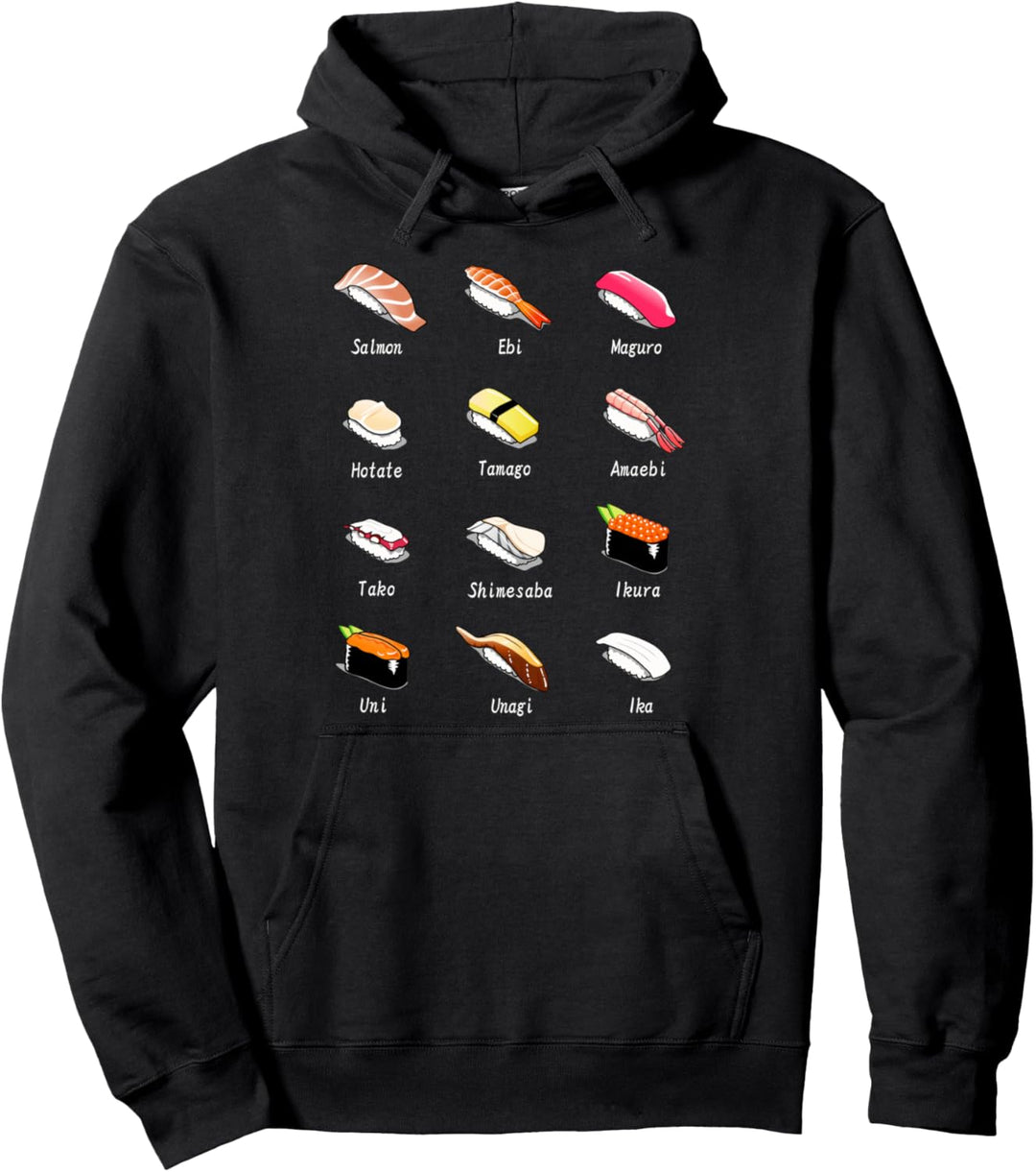 Favorite Graphic SUSHI Shirt – Nigiri Salmon Ebi Maguro Tako Pullover Hoodie