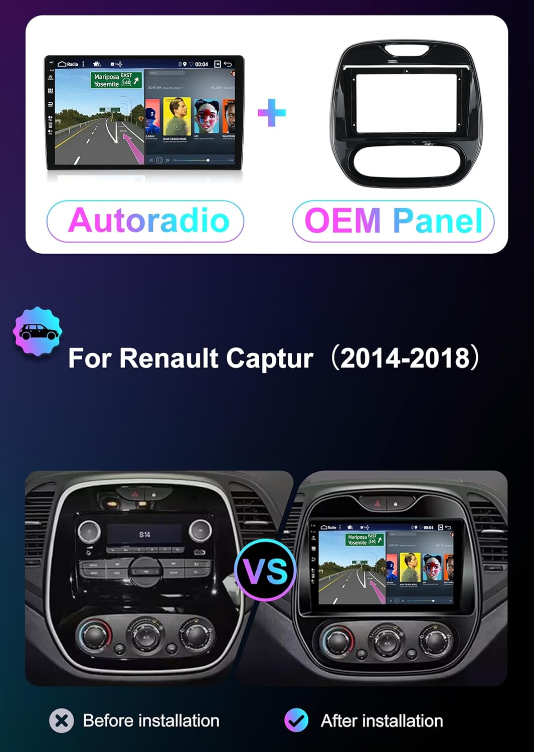 [6GB+128GB] Android 14 Autoradio für Renault Captur (2014-2019)-[Integriertes CarPlay/Android Auto/D