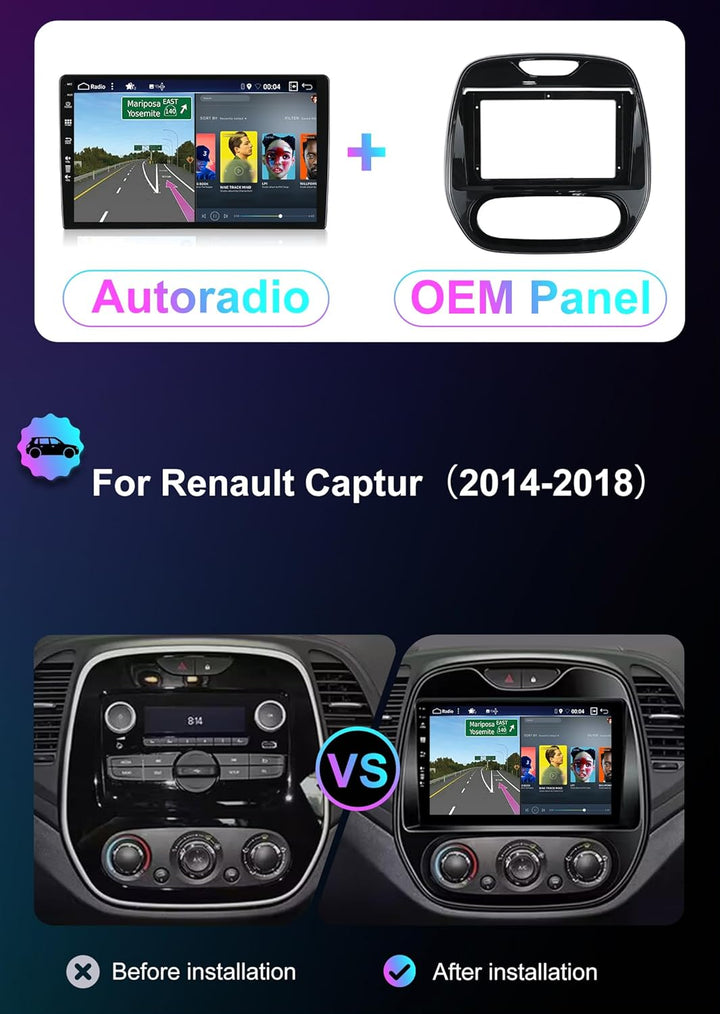 [6GB+128GB] Android 14 Autoradio für Renault Captur (2014-2019)-[Integriertes CarPlay/Android Auto/D