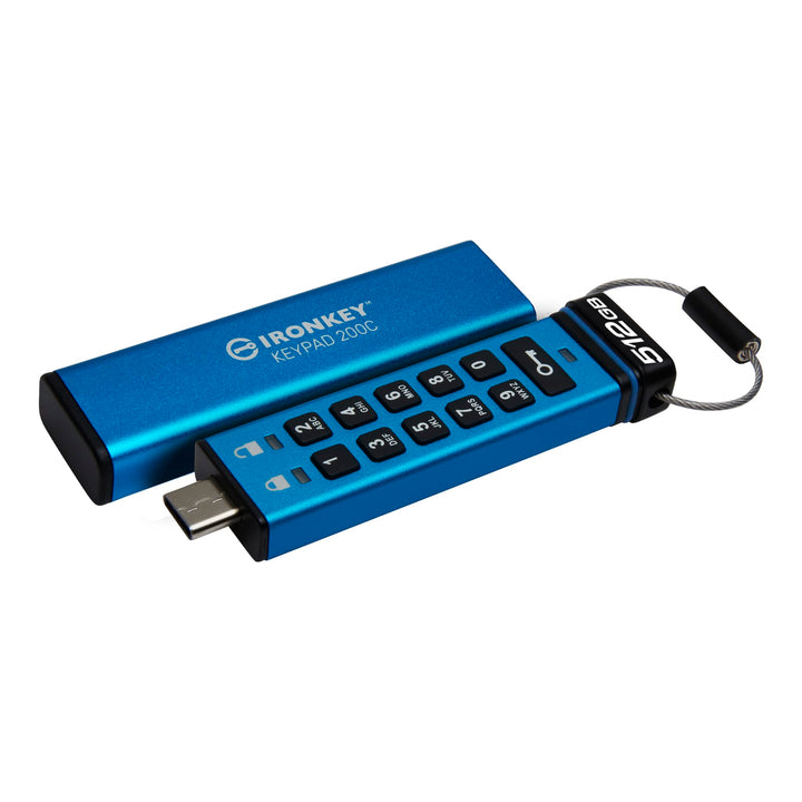 Kingston IronKey Keypad 200C 512GB Verschlüsselter USB | Alphanumerische Tastatur | Multi-Pin-Zugang