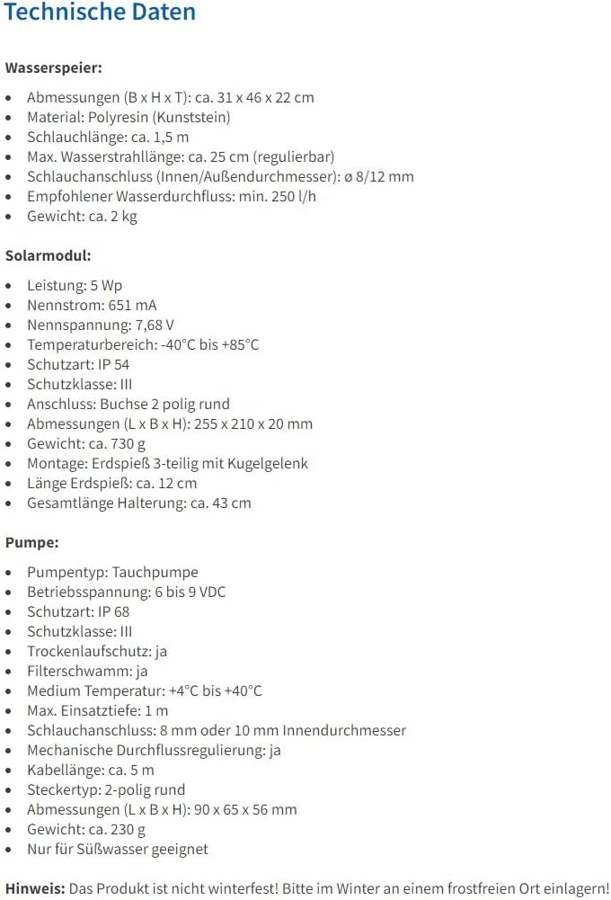 Esotec Solar Wasserspeier Set Frosch sitzend, Höhe=46cm, Solarpumpe, Teichfigur Gartenfigur Gartenst