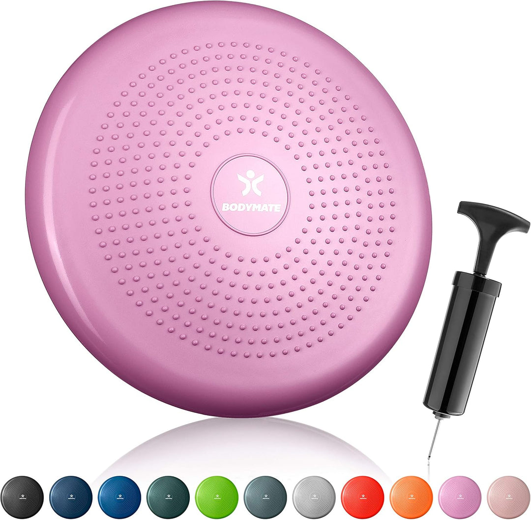 BODYMATE Ballsitzkissen inkl. Pumpe 34cm Durchmesser - Balance-Kissen, Luftkissen, Balance Pad, Nopp
