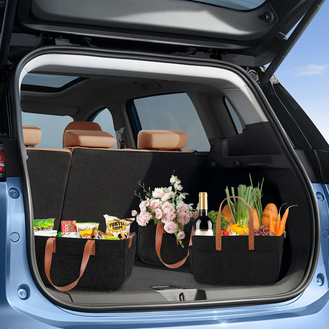 30L Filztasche Einkaufstasche mit Fächern, Filztasche Einkaufskorb Shopper für Outdoor Trips, Pickni