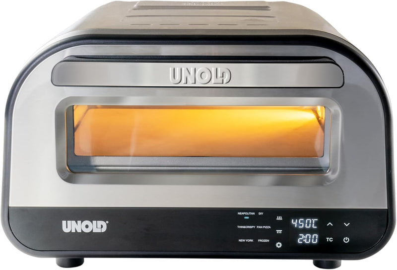 Unold Pizzaofen LUIGI 68816 | Elektrischer Pizza Ofen aus rostfreiem Edelstahl mit bis zu 400°C, nur