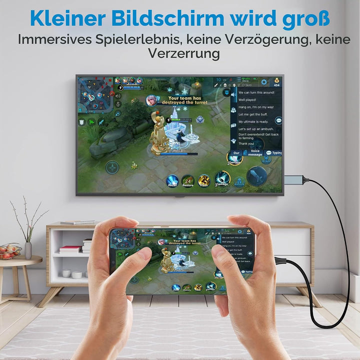lulaven HDMI-Kabel für iPhone,2,0 m HDMI-Konverterkabel,HDMI-Verbindungskabel,iPhone/Pad/Pod zu TV/M