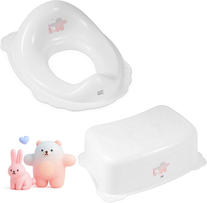 Hylat Baby Kinderhocker & Kindertoilettensitz Set - Rutschfester Tritthocker + Toilettenaufsatz für