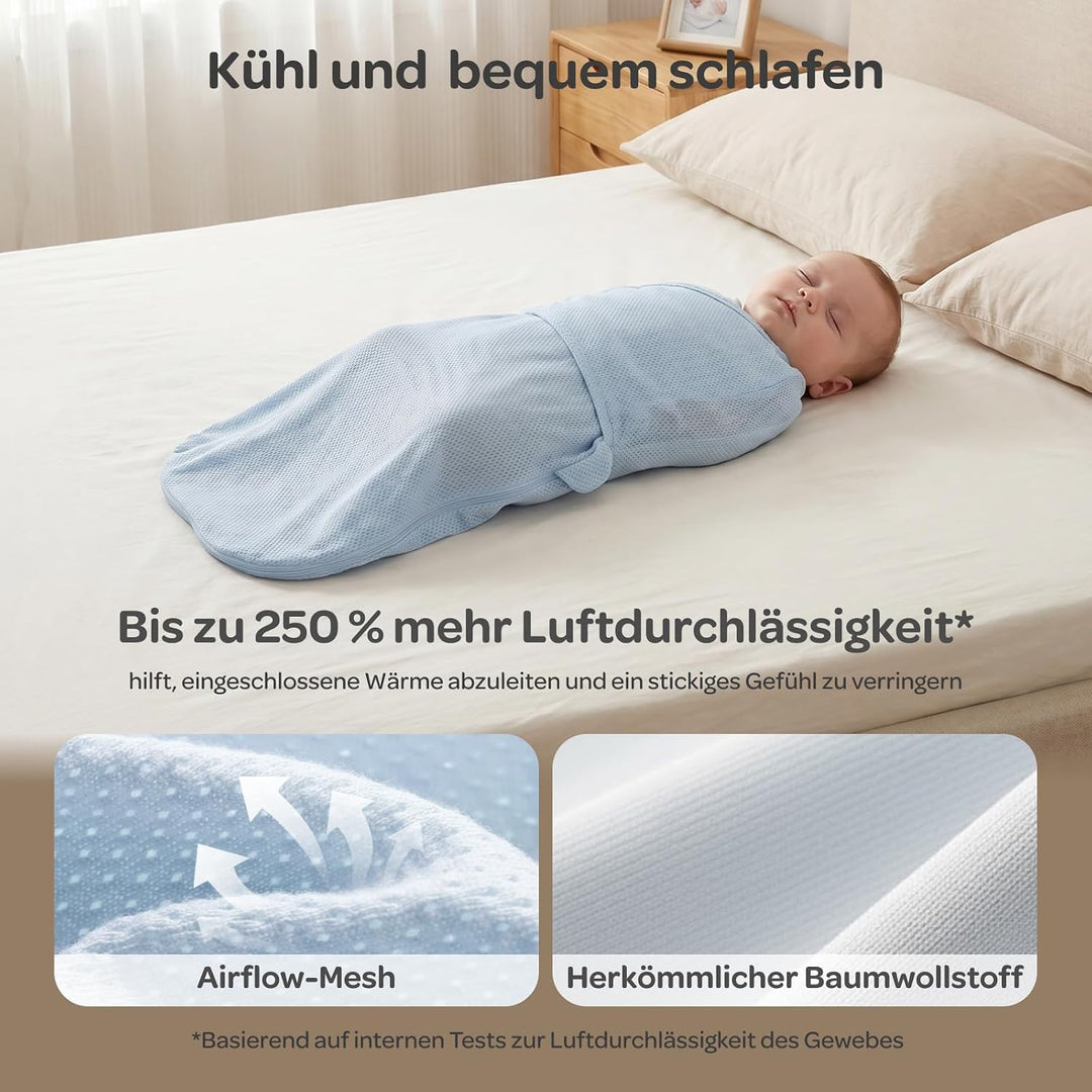 Momcozy Pucksack Baby 0-3 Monate, Atmungsaktives Netz 2er Set | 100% Baumwolle, Sommer Pucksack Neug