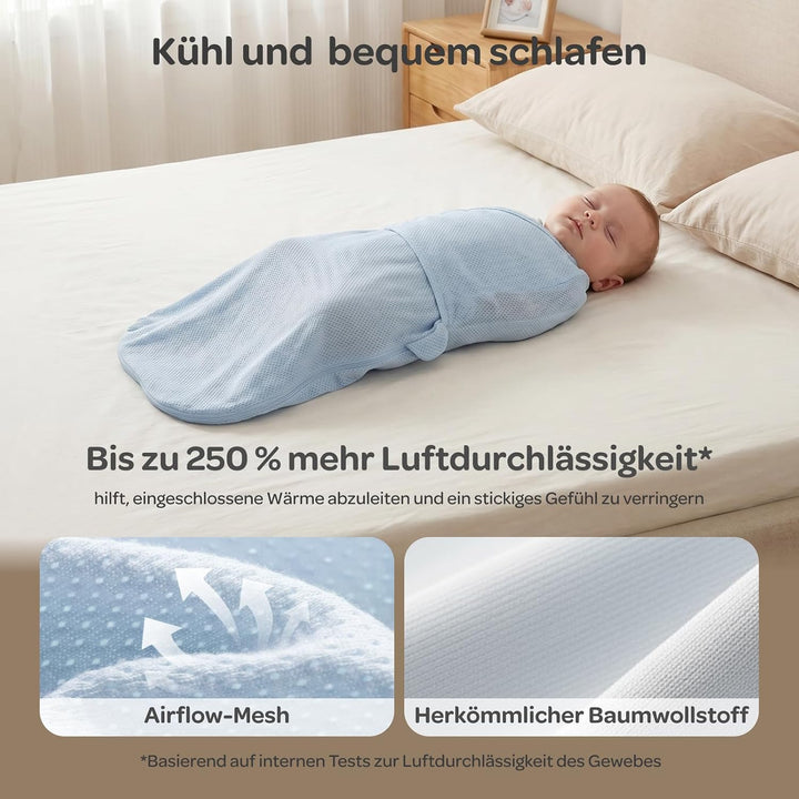 Momcozy Pucksack Baby 0-3 Monate, Atmungsaktives Netz 2er Set | 100% Baumwolle, Sommer Pucksack Neug