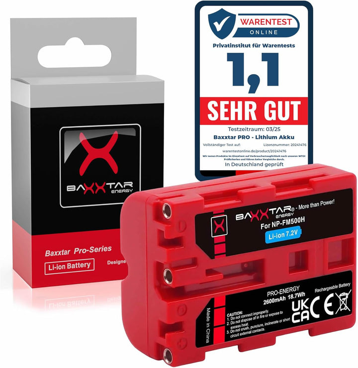 Baxxtar PRO NP-FM500H Akku (echte 2400mAh UL-Zertifikat) mit Infochip - kompatibel mit Sony Alpha A5
