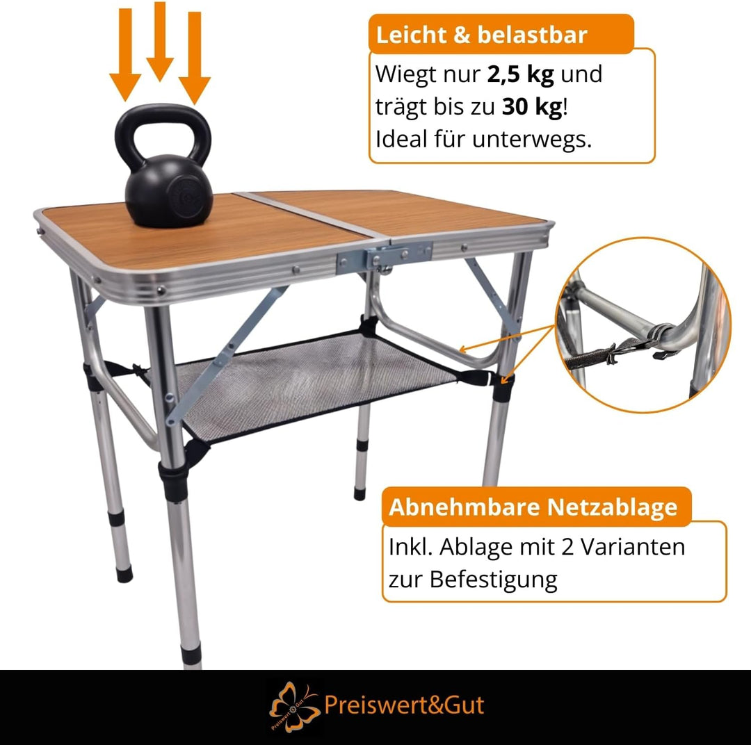 Preiswert & Gut Campingtisch klappbar Höhenverstellbar 26/50/62 cm Camping Tisch faltbar Klein Packm