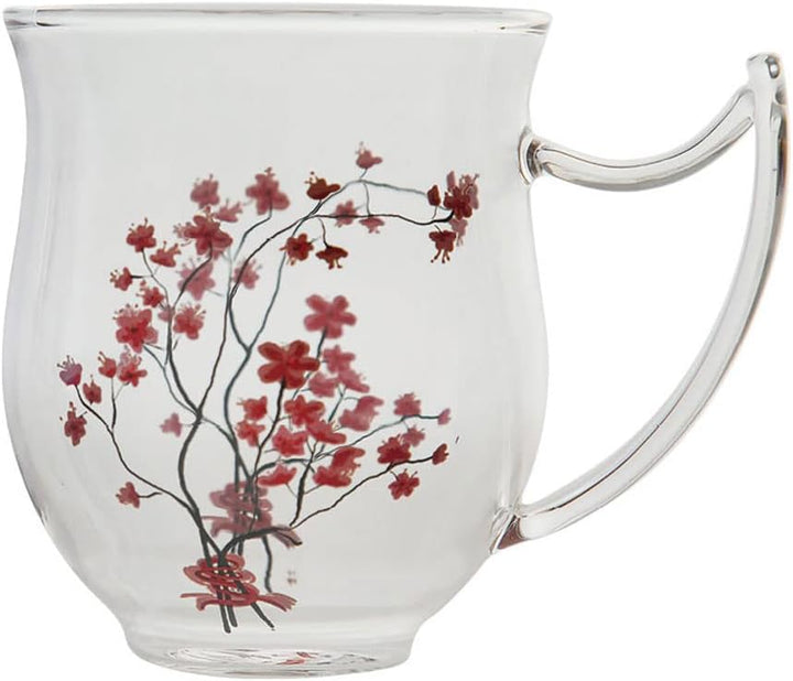 Dekomiro TeaLogic Teeservice Glas Tekanne mit 2 Teegläsern 0,35 l aus der Serie Cherry Blossom mit G