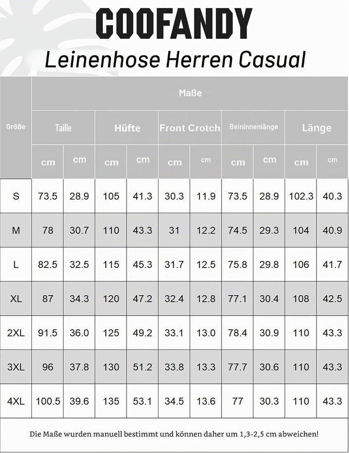 COOFANDY Herren Leinenhose mit Kordelzug Leicht Sommerhose Freizeithose Einfarbig Hose Lang für Männ