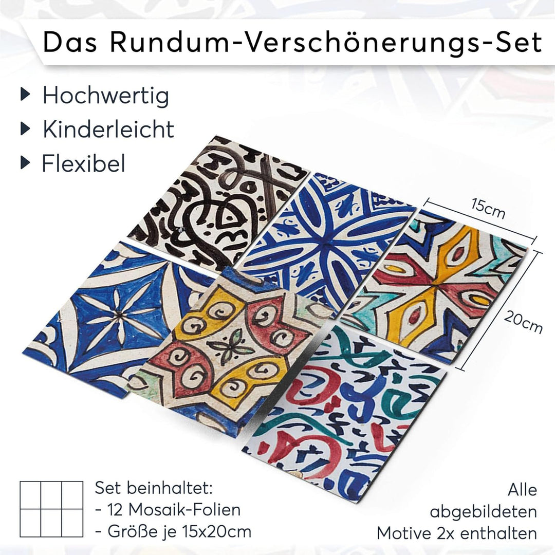 CREATISTO Mosaik-Fliesen Fliesensticker Fliesenfolie - Klebefolie Aufkleber für Fliesen I Klebeflies