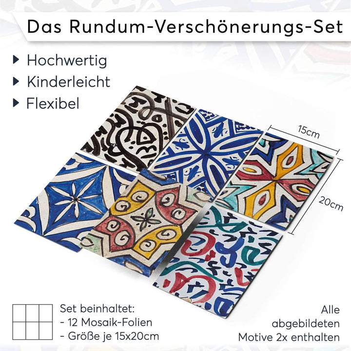 CREATISTO Mosaik-Fliesen Fliesensticker Fliesenfolie - Klebefolie Aufkleber für Fliesen I Klebeflies