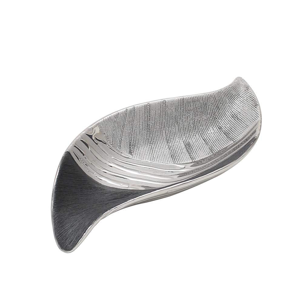 Dekohelden24 Edle Designer Keramik Schale wellenförmig in Silber-grau, 27 cm Schale 27 cm, Schale 27