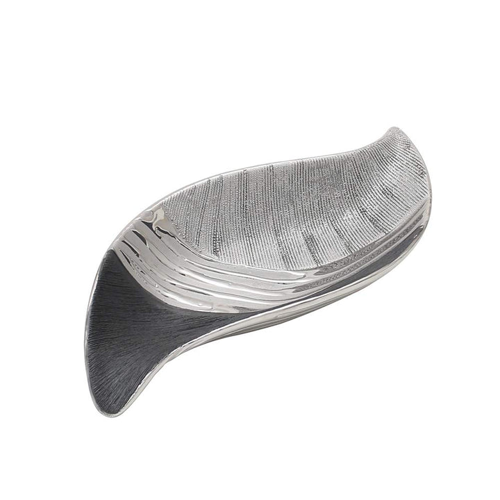 Dekohelden24 Edle Designer Keramik Schale wellenförmig in Silber-grau, 27 cm Schale 27 cm, Schale 27